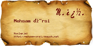 Mehsam Örsi névjegykártya